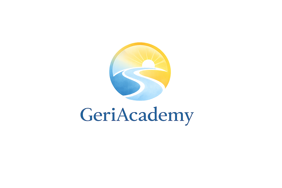 Sunacademy logo with a sun, bright rays, and blue river.