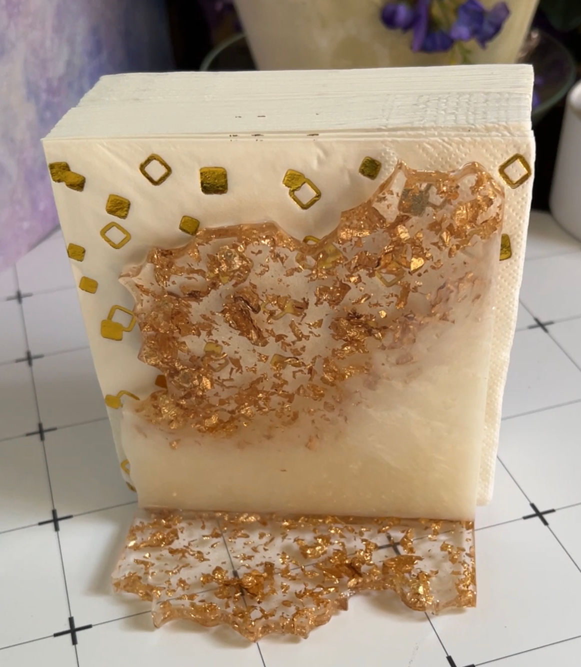 Daigi White with Gold Foil Napkin Holder (Item #NH0002)