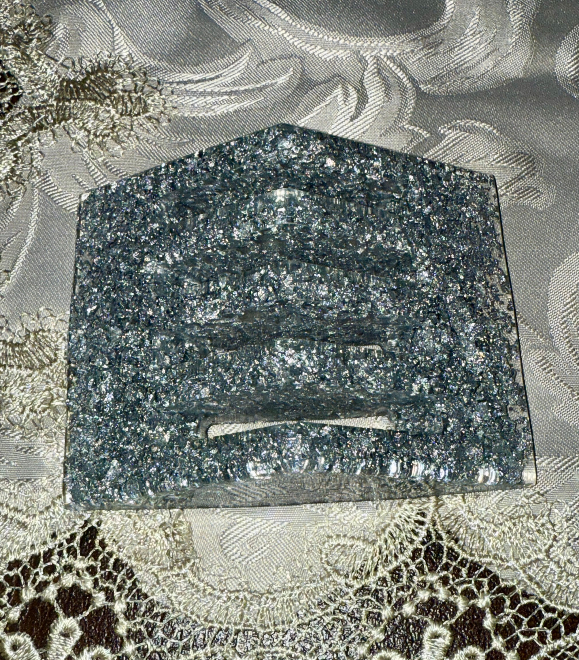Silver Foil Triangular Coaster Holder (Item #CH0008)