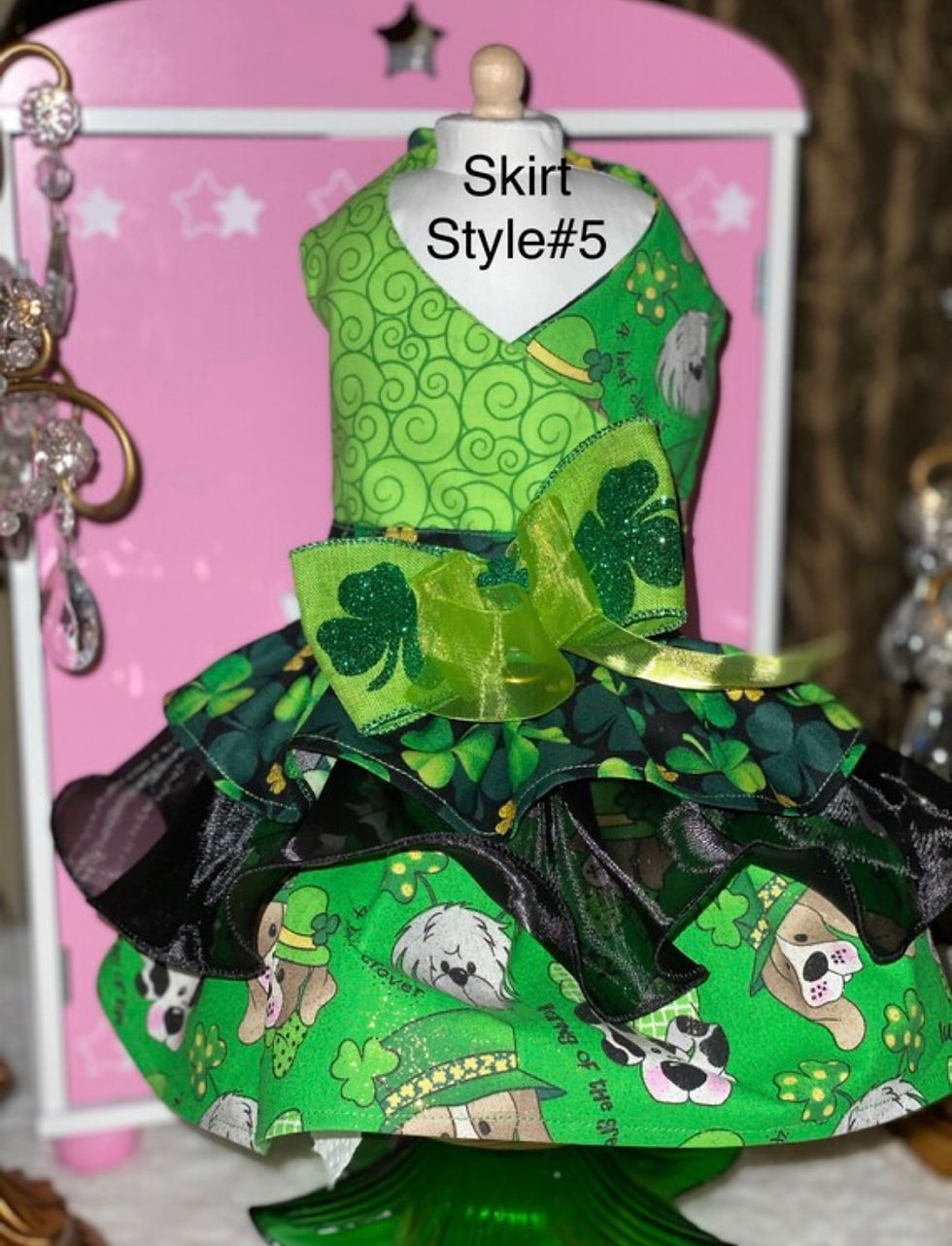 Thumbnail: PAW Over Green Clover Reversible  Dog/ Pet Harness/Dress