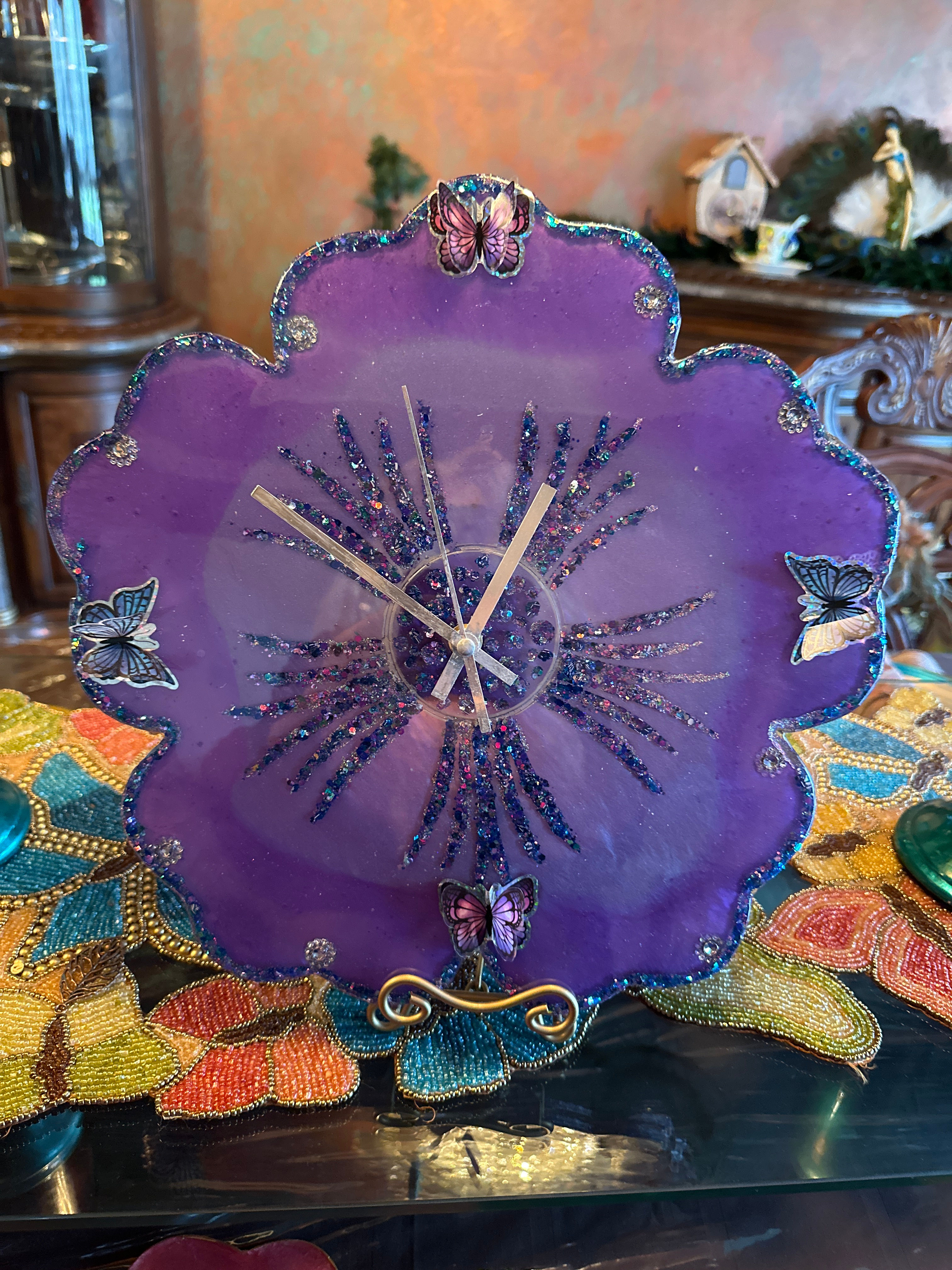 Purple Passion Butterfly Clock (Item #CL0006)