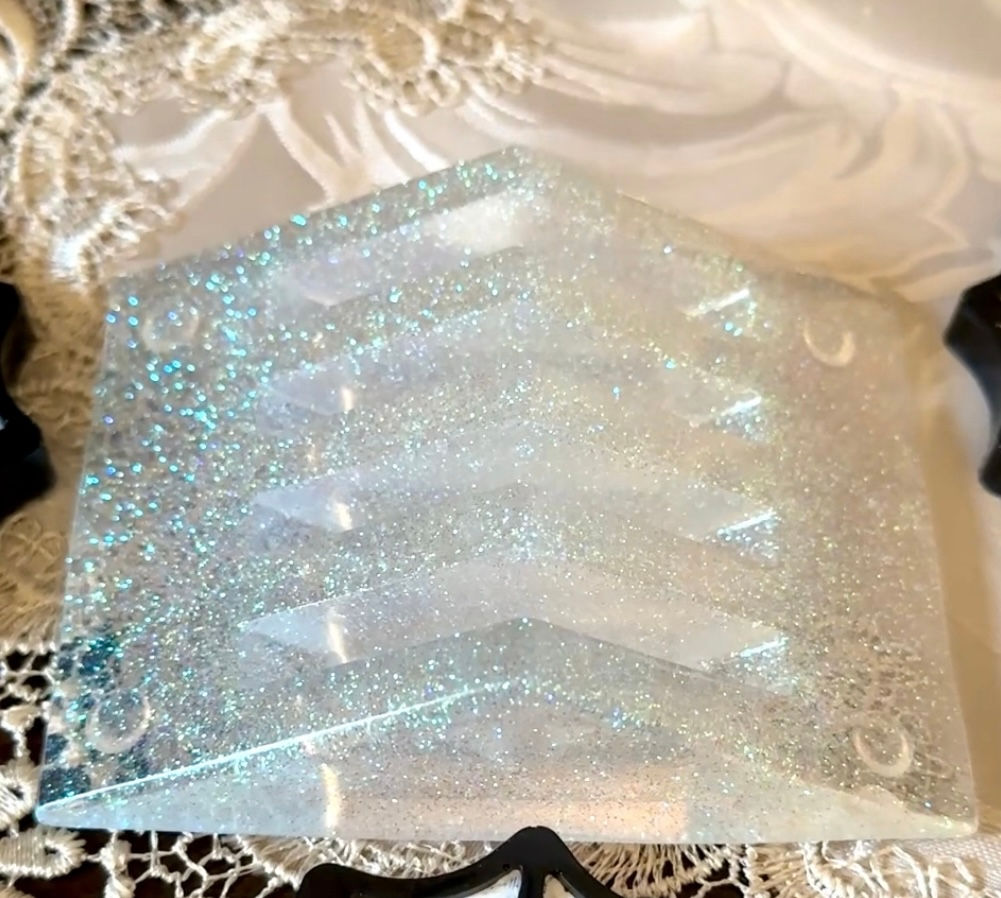 Shimmering White Triangular Coaster Holder (Item #CH0006)