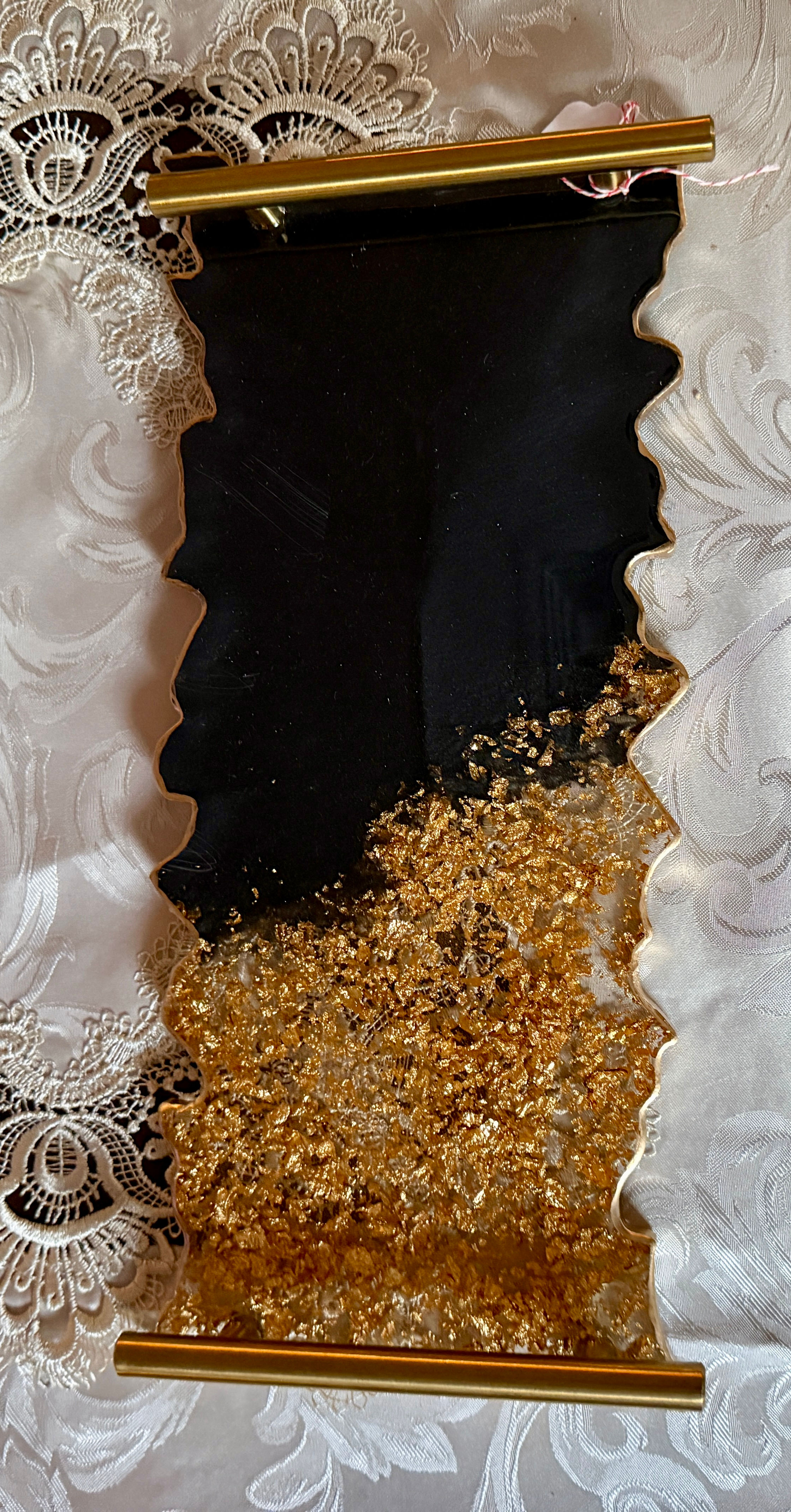 Black & Gold Foil Rectangle Geode Tray (Item #T0003)