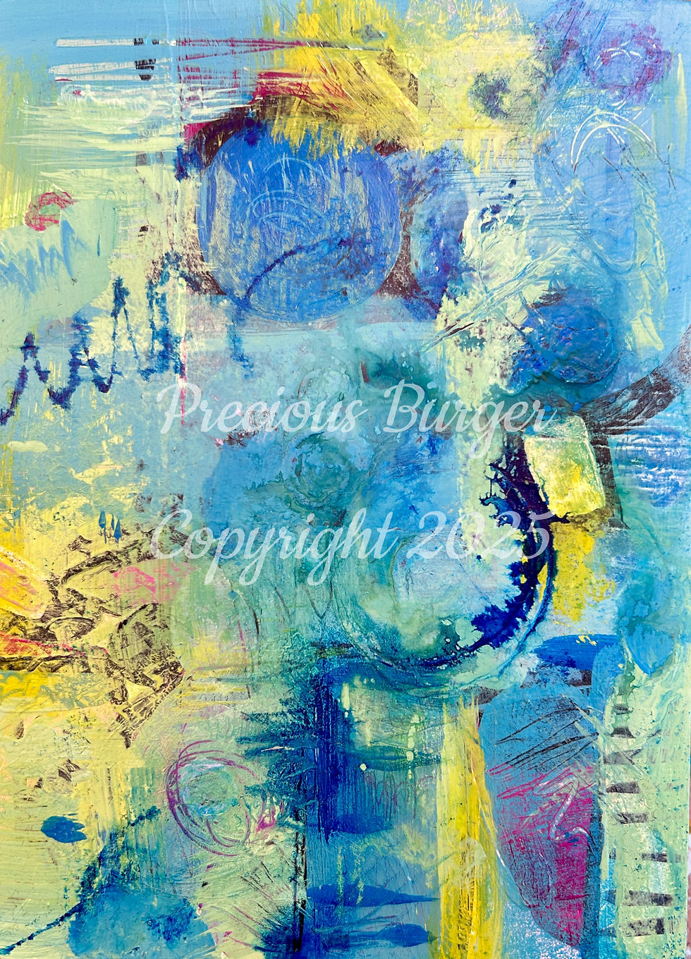 Colors of Courage, 7 x 5" Mixed Media Painting on Cradleboard, Original Artwork, Precious Burger Copyright 2025