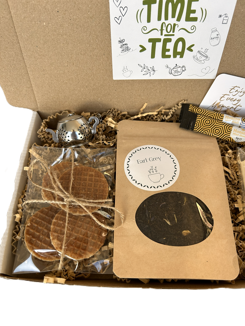 Thumbnail: Thee brievenbus cadeau - nougat stroopwafels honing theezeefje