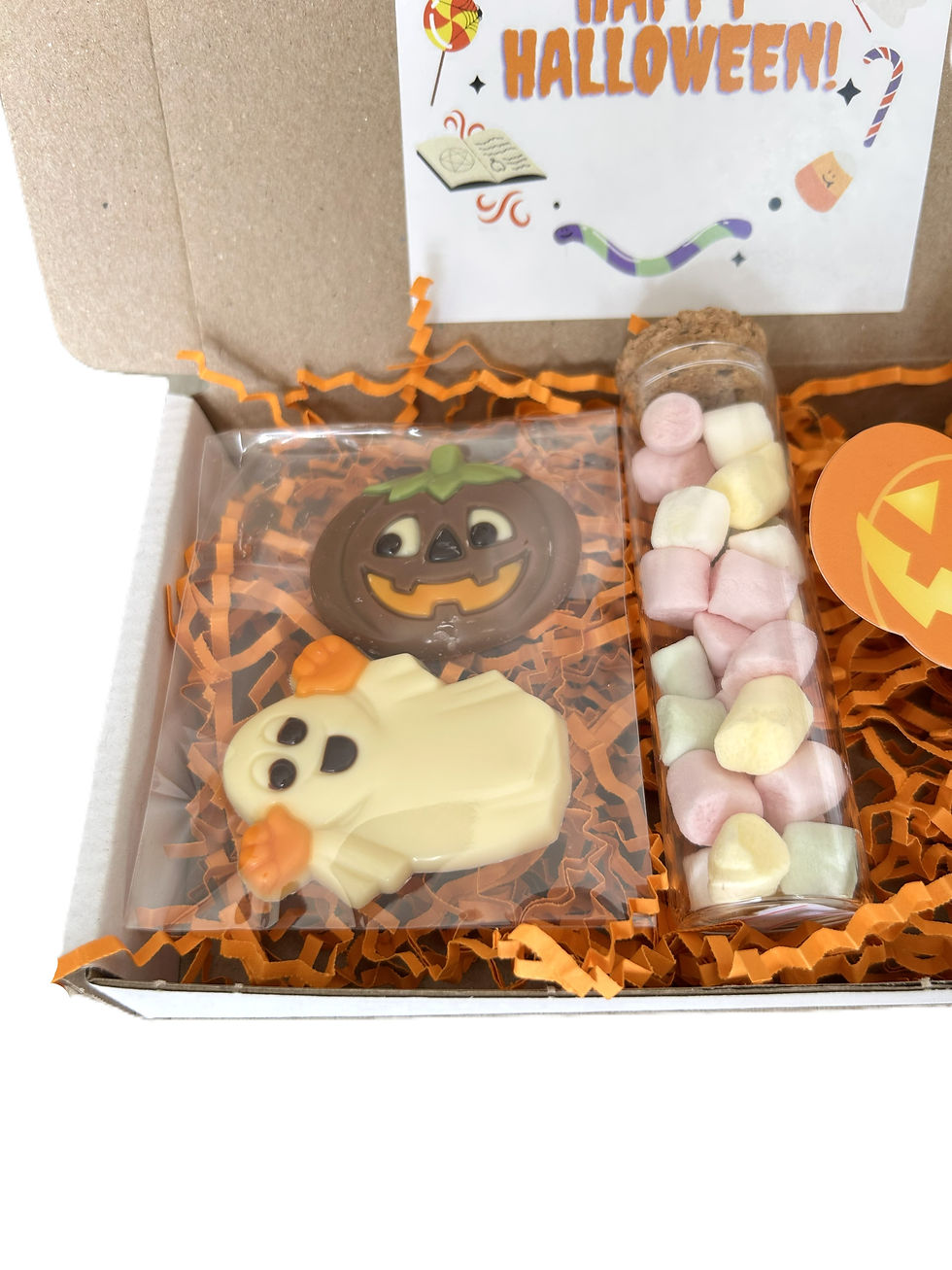 Halloween cadeau chocolade marshmallows spook pompoen