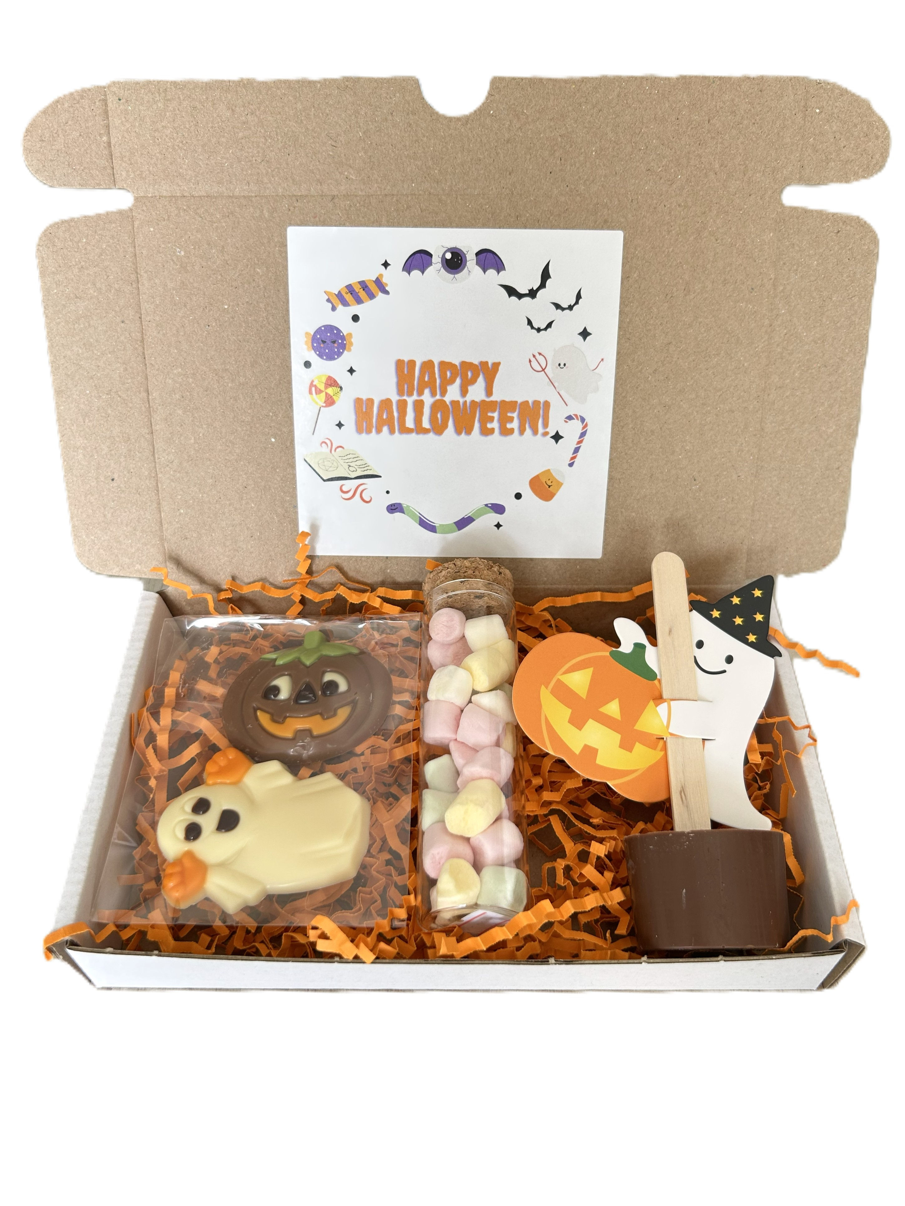 Halloween cadeau chocolade marshmallows spook pompoen