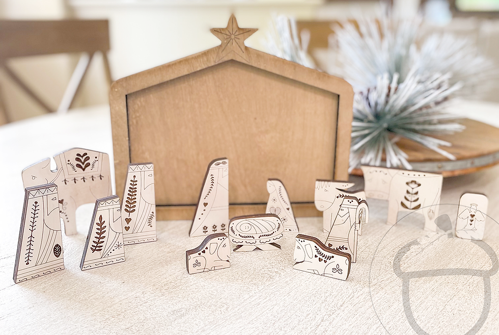 Thumbnail: Folk Art Nativity Puzzle  | Digital Pattern File SVG
