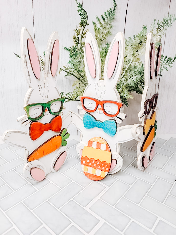 Thumbnail: Rabbits Holding Hands | Digital Pattern File SVG