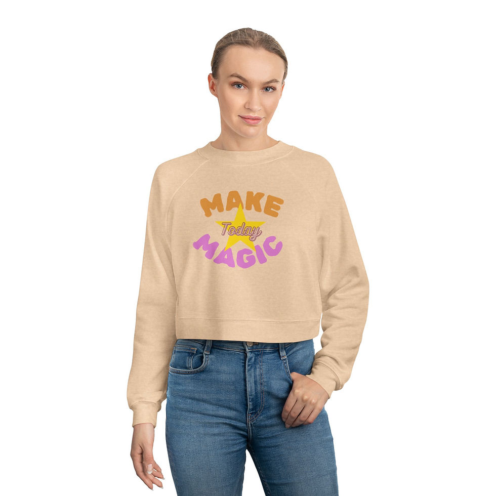 Thumbnail: Cropped Pullover — "Make Today Magic" Women's Cozy Fleece Sweatshirt