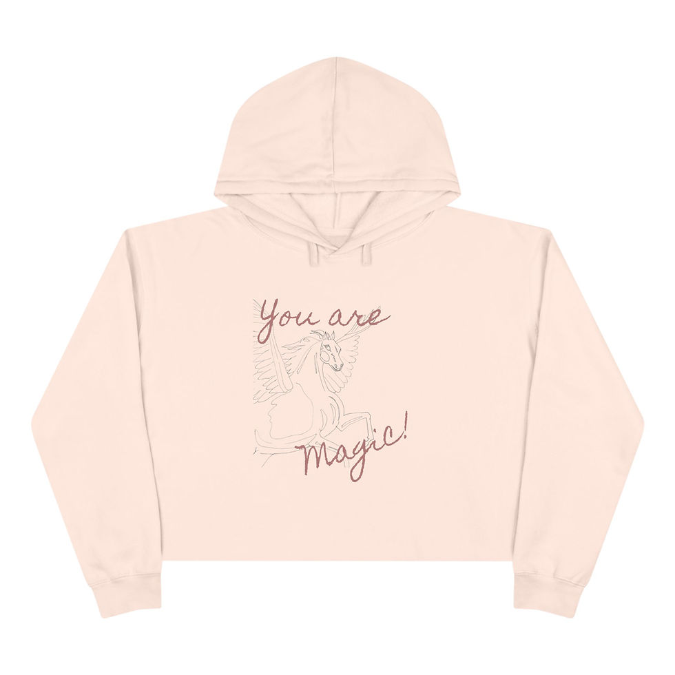 Thumbnail: You Are Magic unicorn illustration Crop Hoodie | pastel script, whimsical design