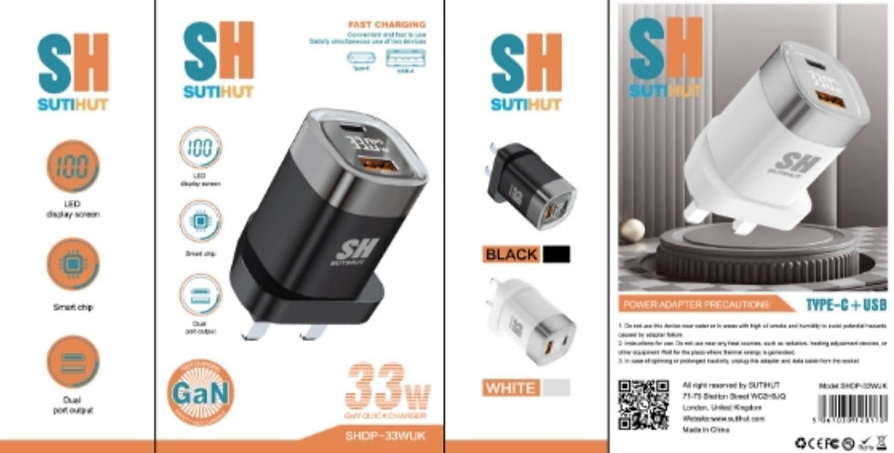 Thumbnail: Sutihut Power Plug 33W – Dual USB-C & USB-A Ports for Universal Compatibility