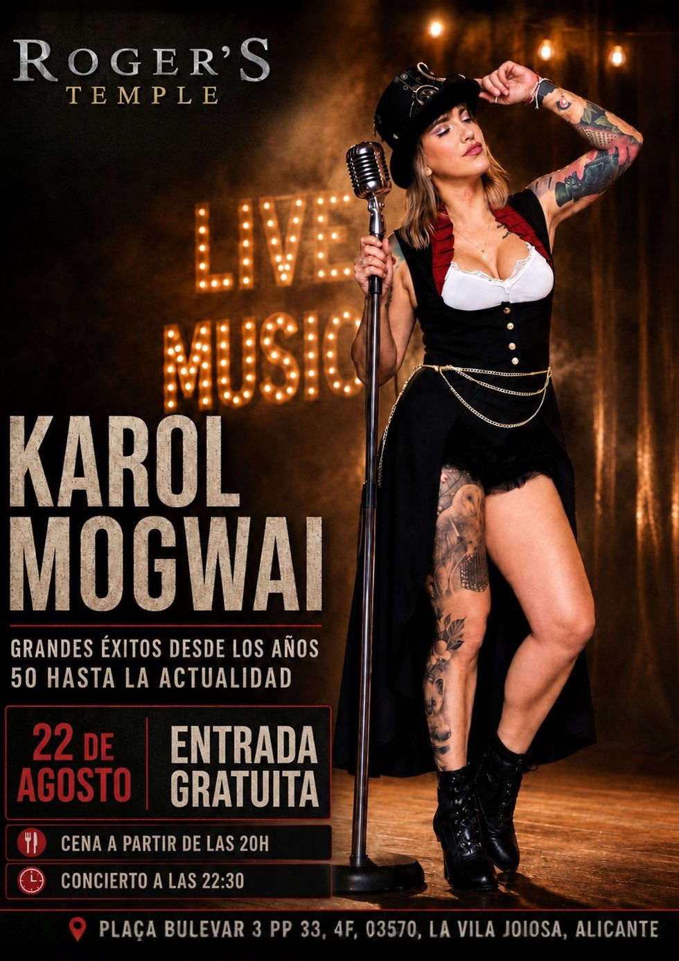 LIVE MUSIC: ¡Viaja por la historia de la música con Karol Mogwai en Roger's Temple!