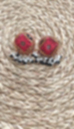 Thumbnail: WHE Hand Embroidered Red Earrings