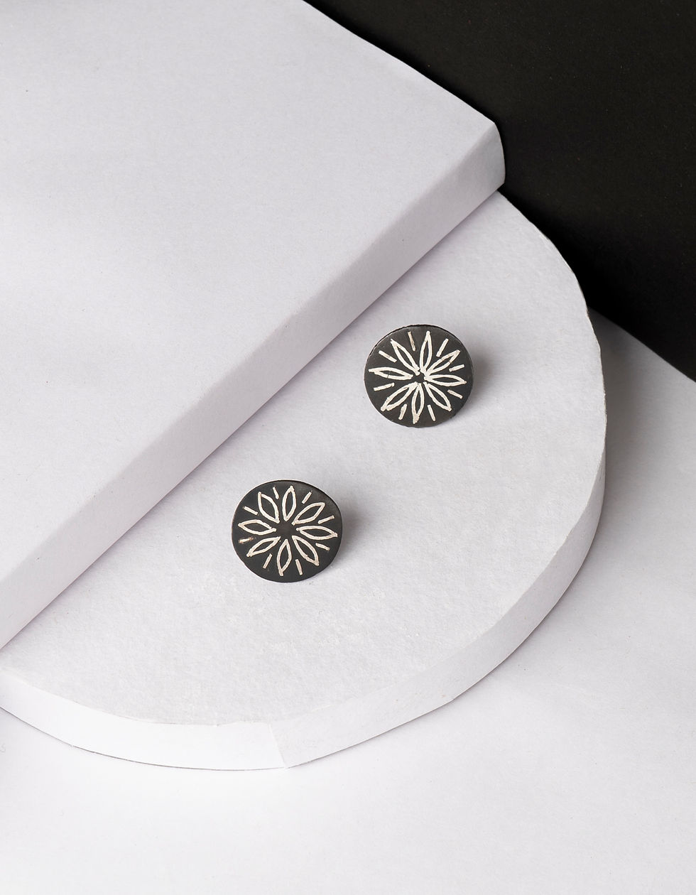 Thumbnail: Bidri Round Stud Earring