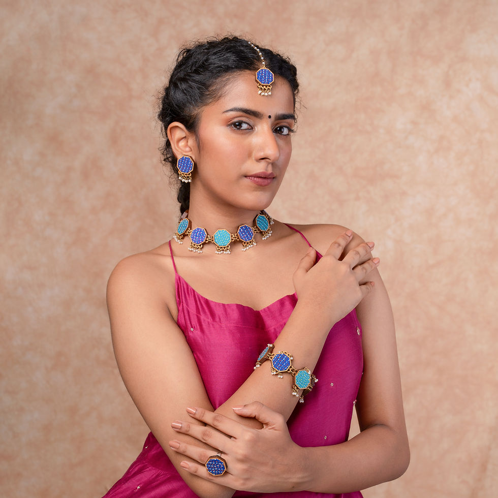 Thumbnail: WHE Multicolour Kantha Repurposed Silk Fabric and Wood Beads Bracelet