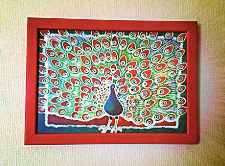仕事運を高める風水術 風水孔雀のアート 羽を広げた孔雀のアート 火のエネルギーのアート