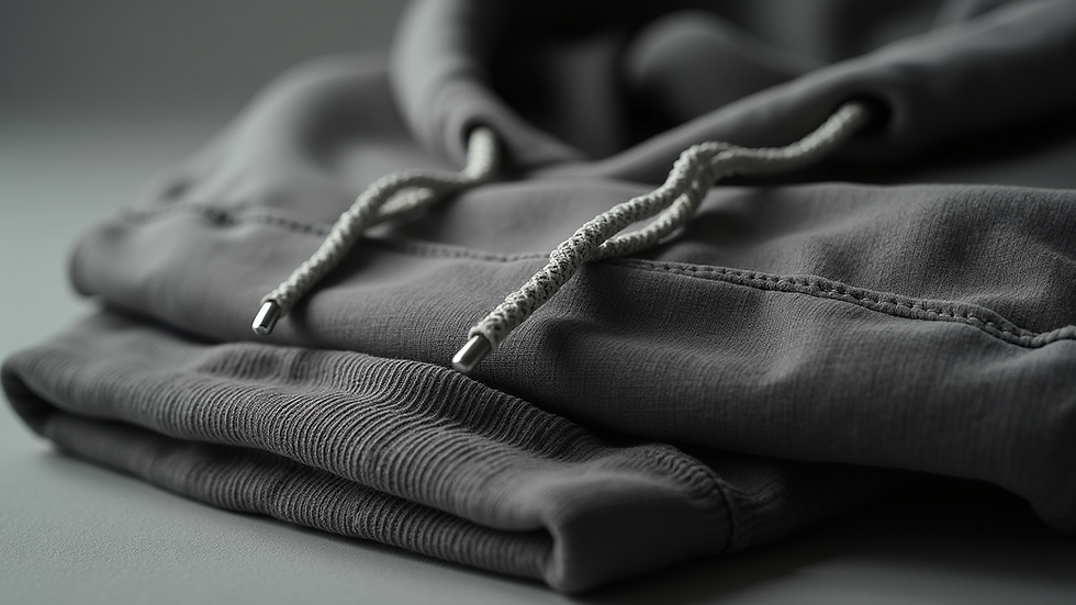 Close-up view of a folded unisex hoodie showing fabric texture and stitching