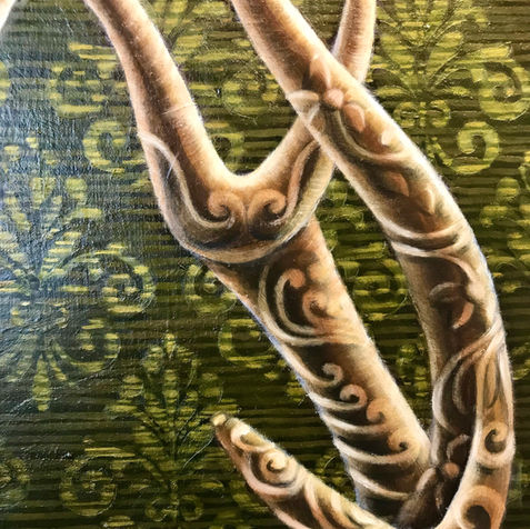 Art Contemporain d'un cerf de  Virginie avec with des bois travaillés par Alicia Zemanek artiste peintre à l'huile