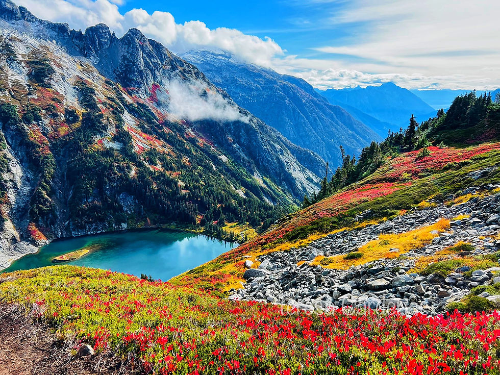 Lake below Sahale Mountain in Skagit Valley, WA the mountain landscape Booth Insurance Agency calls home.