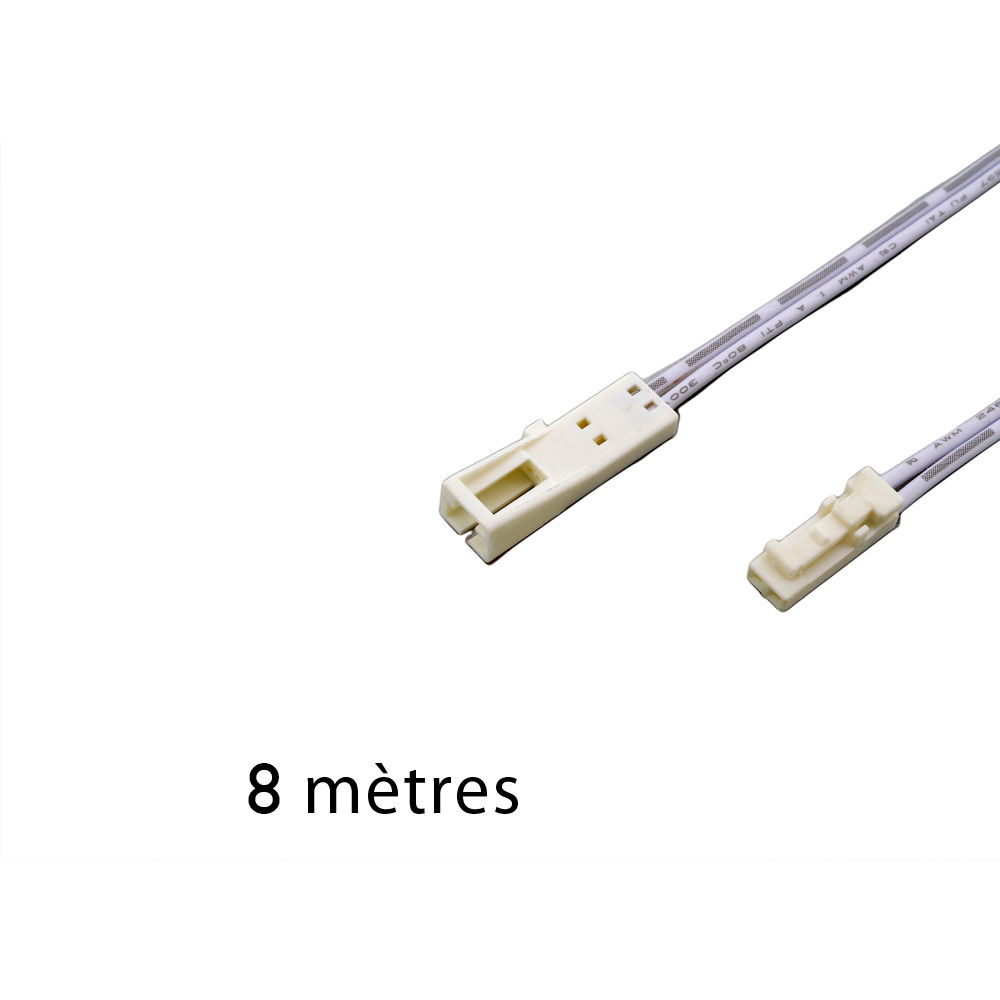 PROLONGATEUR 24V 8m AVEC CONNECTEURS  MALE/ FEMELLE BLANCS - 70560