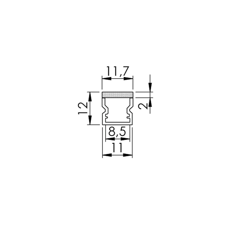 Miniature : PROFIL PMMA ÉTANCHE 1212 - 12 x 12 x 2500 mm