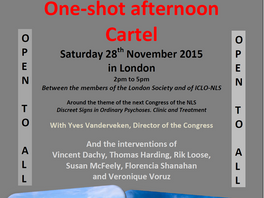 One-shot Cartel in London – 28th November