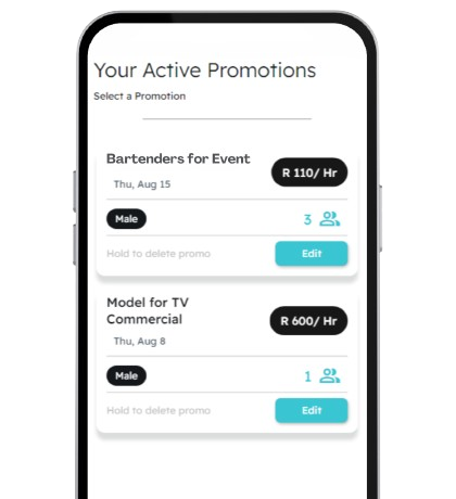 Smartphone screen showing active promotions: Barbecues for Sweet and Wonder for TY