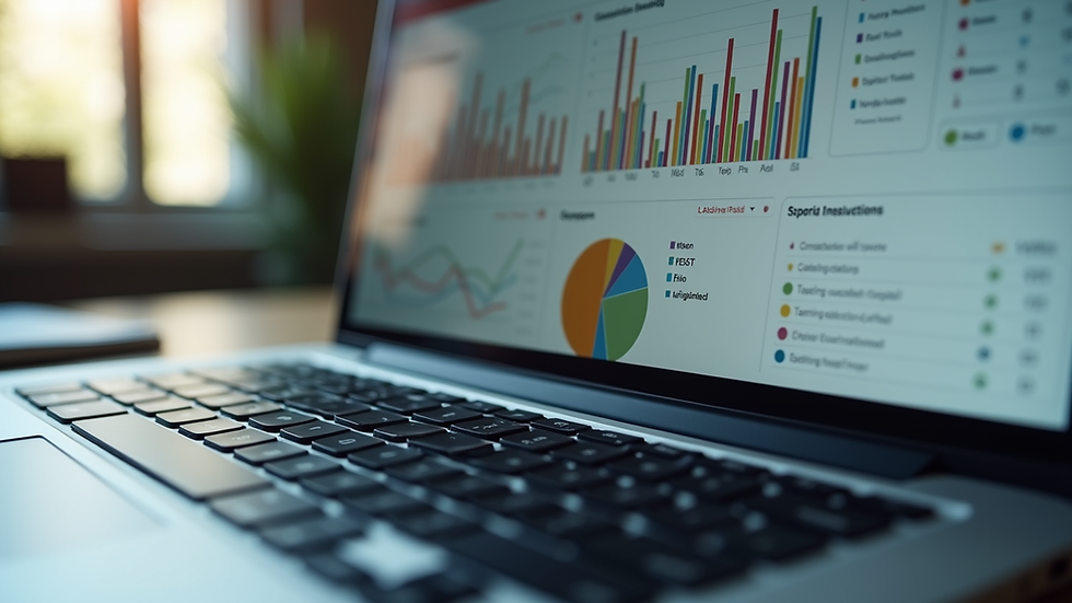 Close-up view of laptop screen showing construction financial dashboard