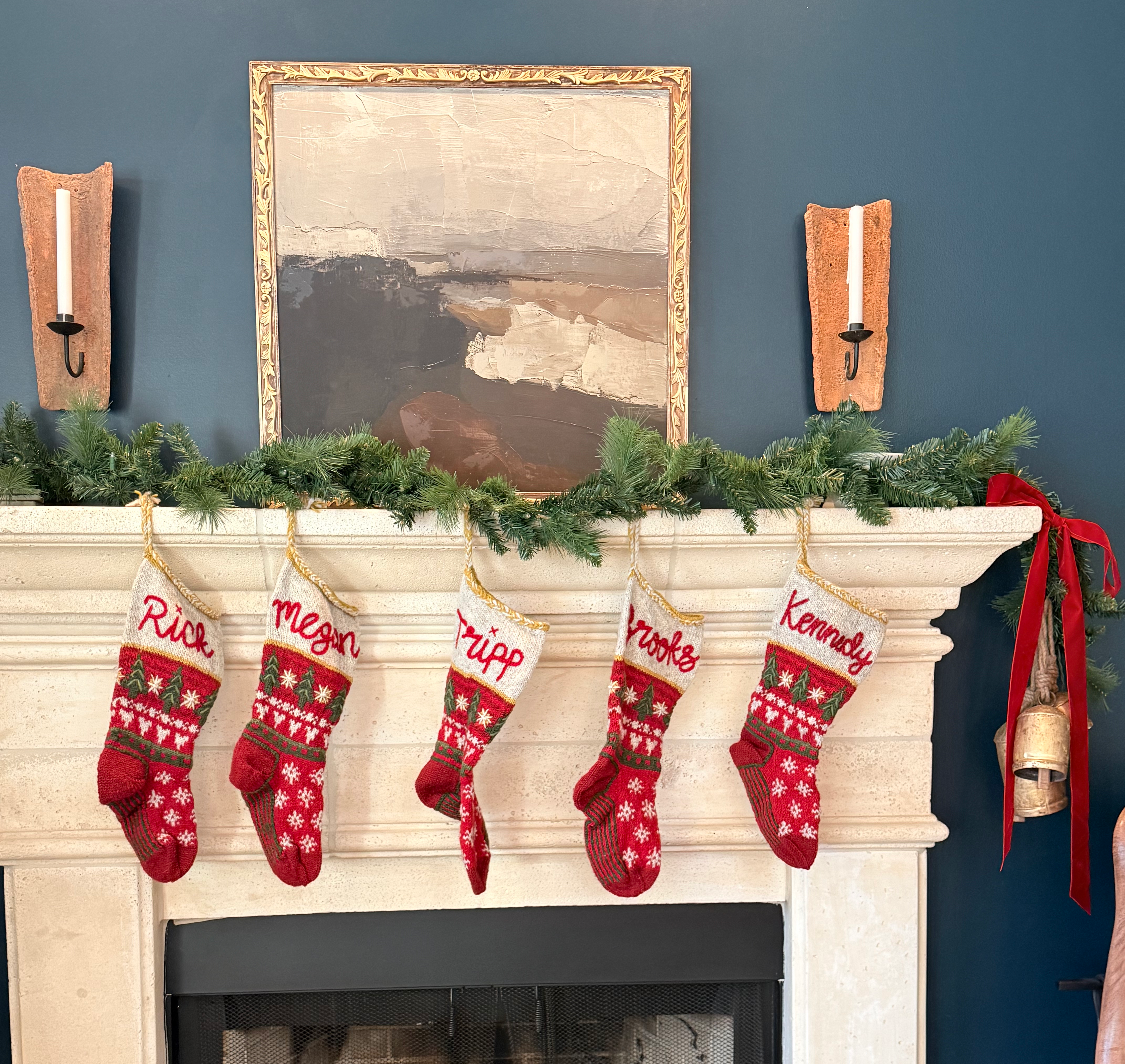 Your annual reminder not to get those cute metal hanging pieces to display your stockings! Our original one spelled out M E R R Y and had it gotten pulled down on someone's face, would've inflicted serious damage.