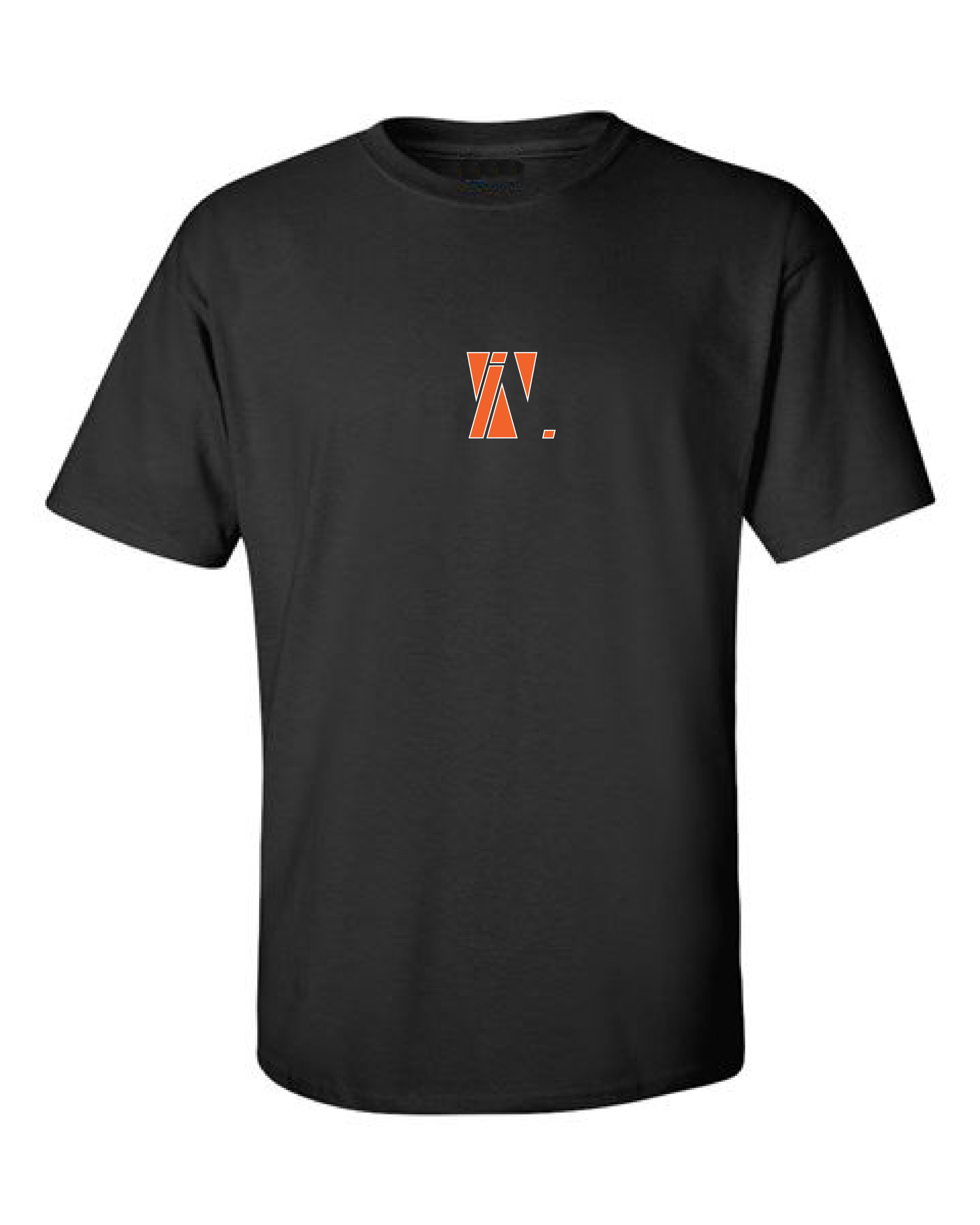 Black T-Shirt, Orange Logo, Origin