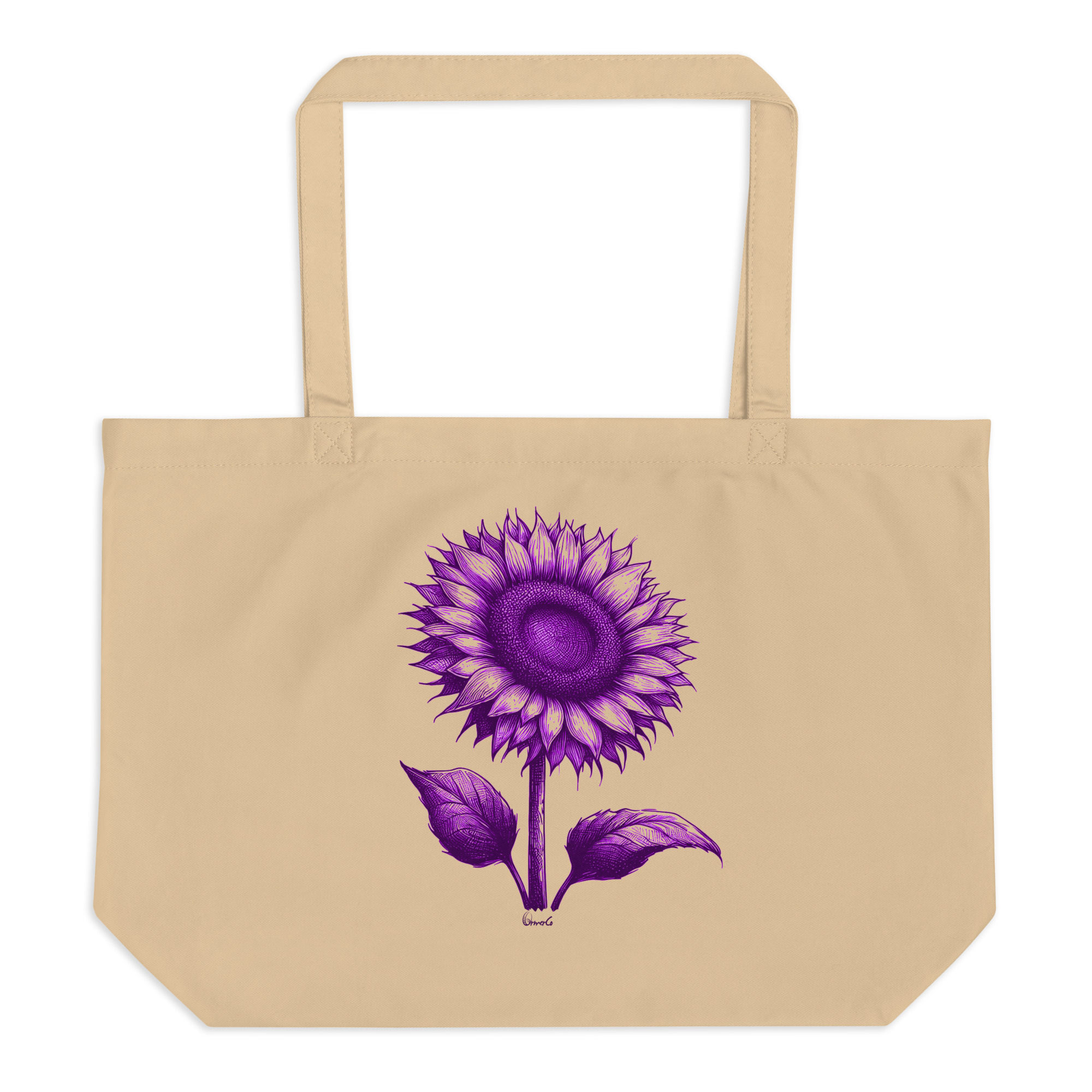 Purple Sunflower - large organic tote bag