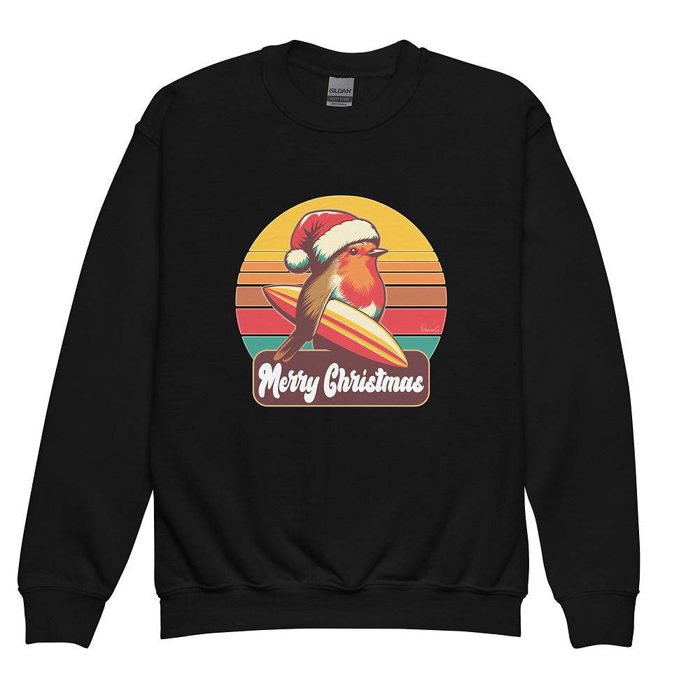 Thumbnail: 70's Christmas Robin - Childrens Sweatshirt