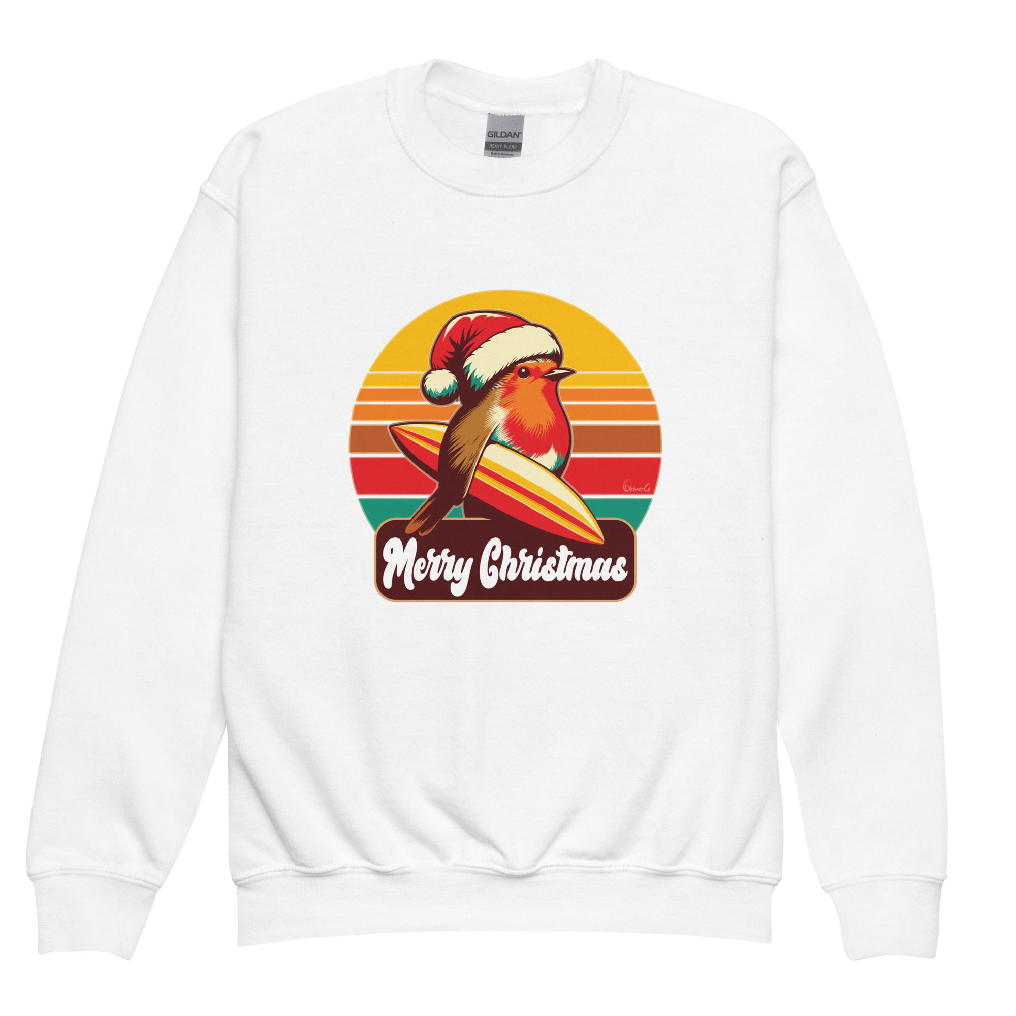 70's Christmas Robin - Childrens Sweatshirt