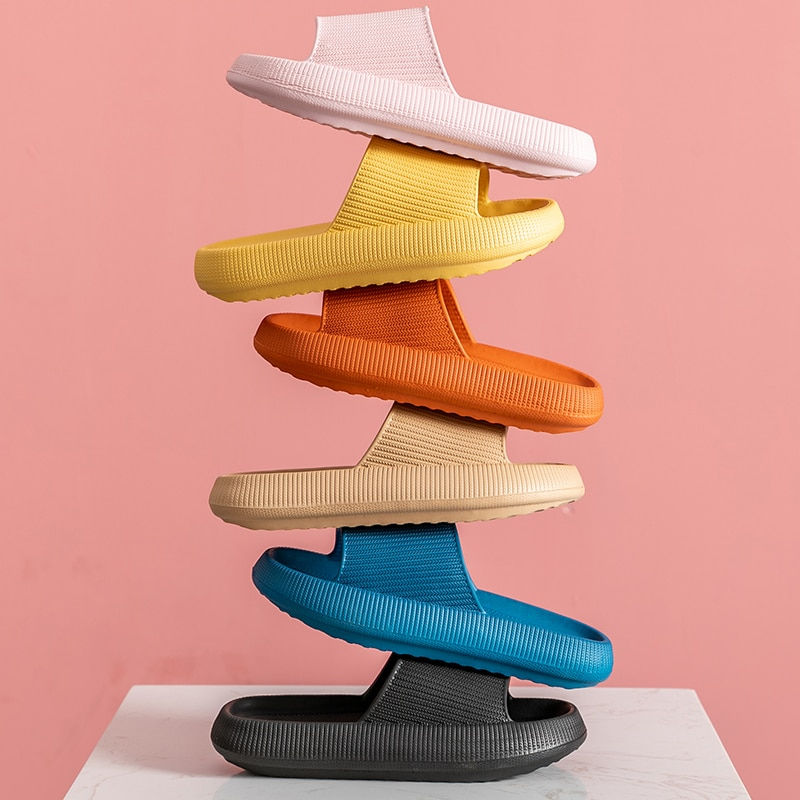 Thumbnail: Thick Platform Poetic Cloud Slippers