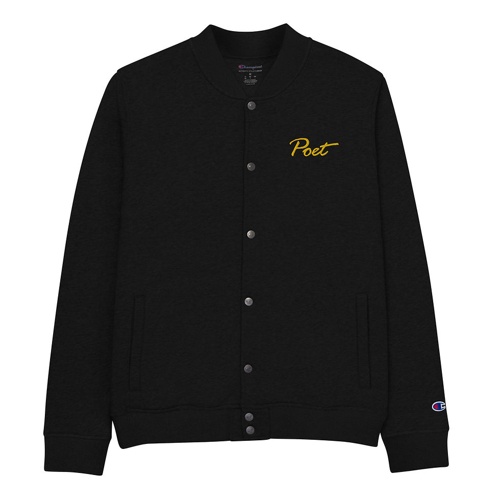 Sīktēls: Exclusive Poetry Embroidered Champion Bomber Jacket