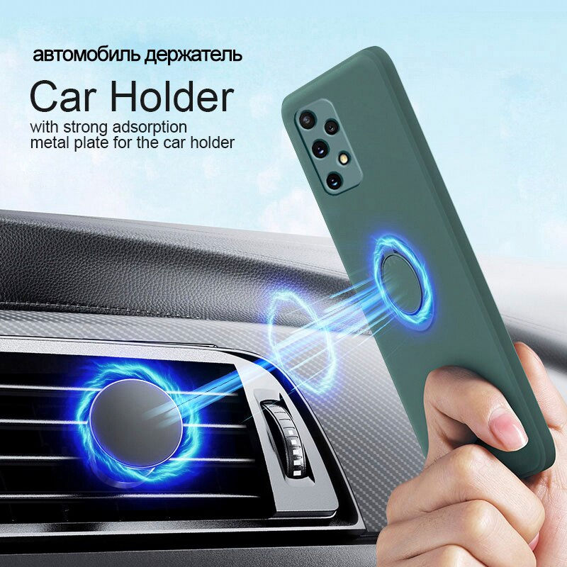 Μικρογραφία: Luxury Liquid Silicone Magnetic Ring Holder Case For Samsung Galaxy
