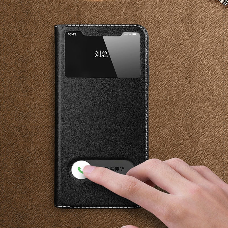 תמונה ממוזערת: Magnetic 100% Genuine Leather View Window Case for iPhone
