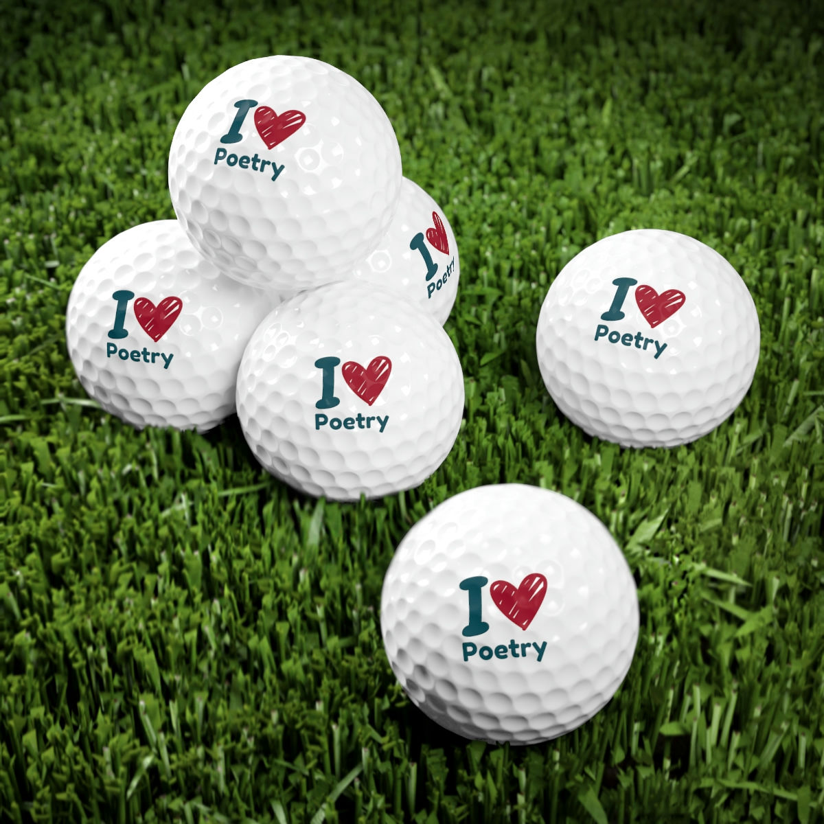 I love Poetry Golf Balls, 6pcs