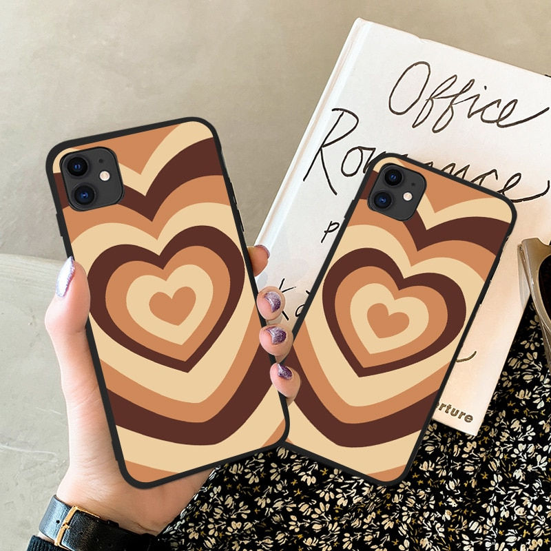 Thumbnail: Poetic Cute Hot rainbow Heart shape Love phone case For iphone