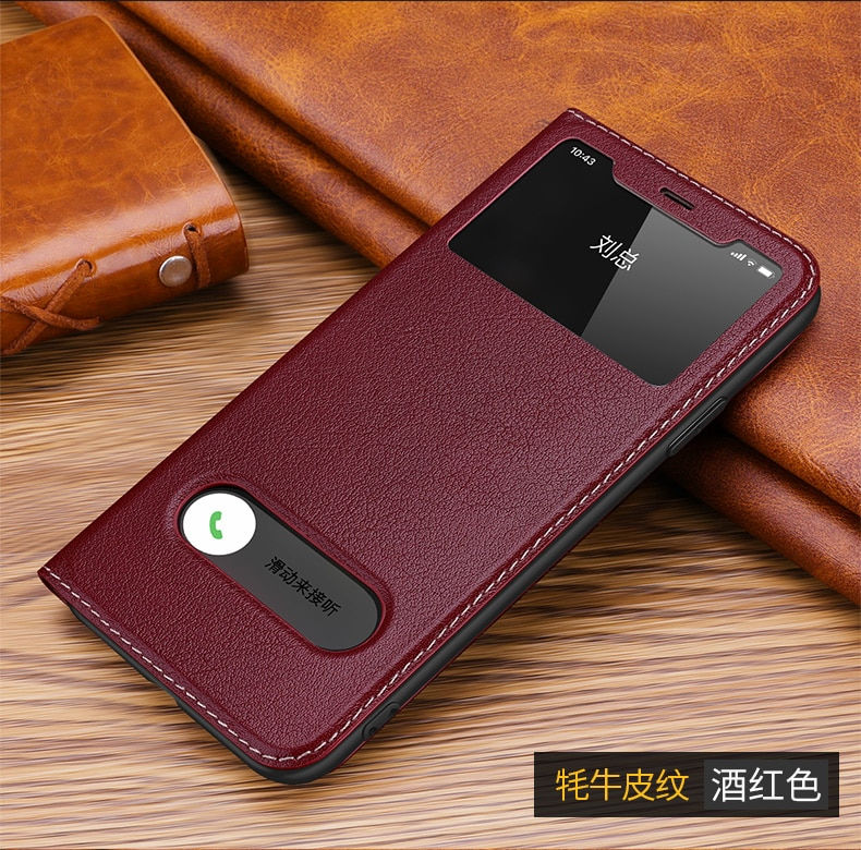 תמונה ממוזערת: Magnetic 100% Genuine Leather View Window Case for iPhone