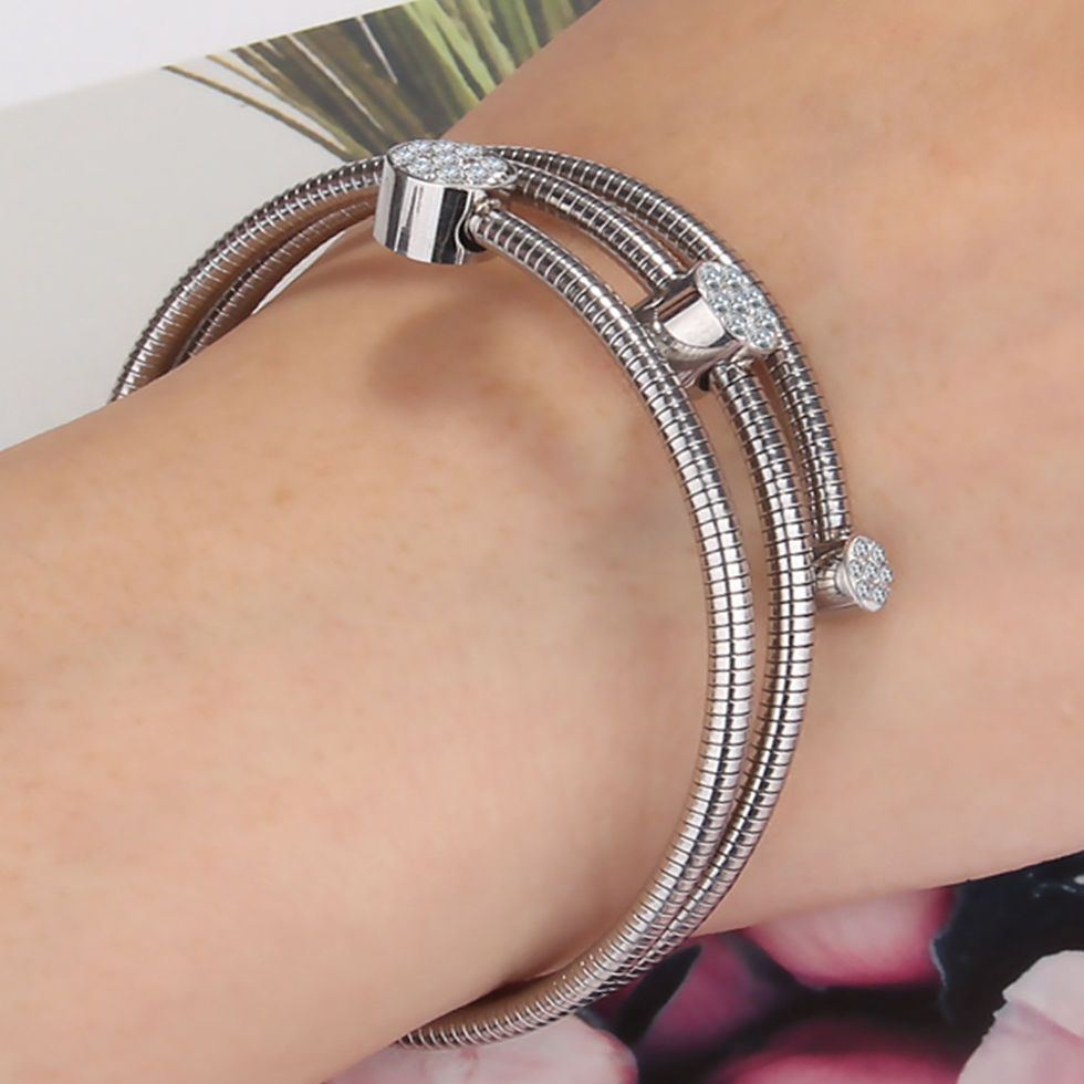 Thumbnail: New Arrival High Quality Stainless Steel Charm Beaded Bangles