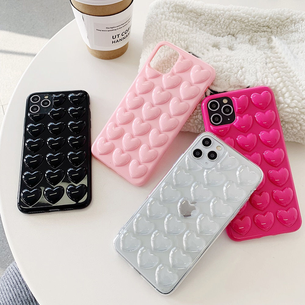3D Love Heart Candy Color Phone Case for iPhone