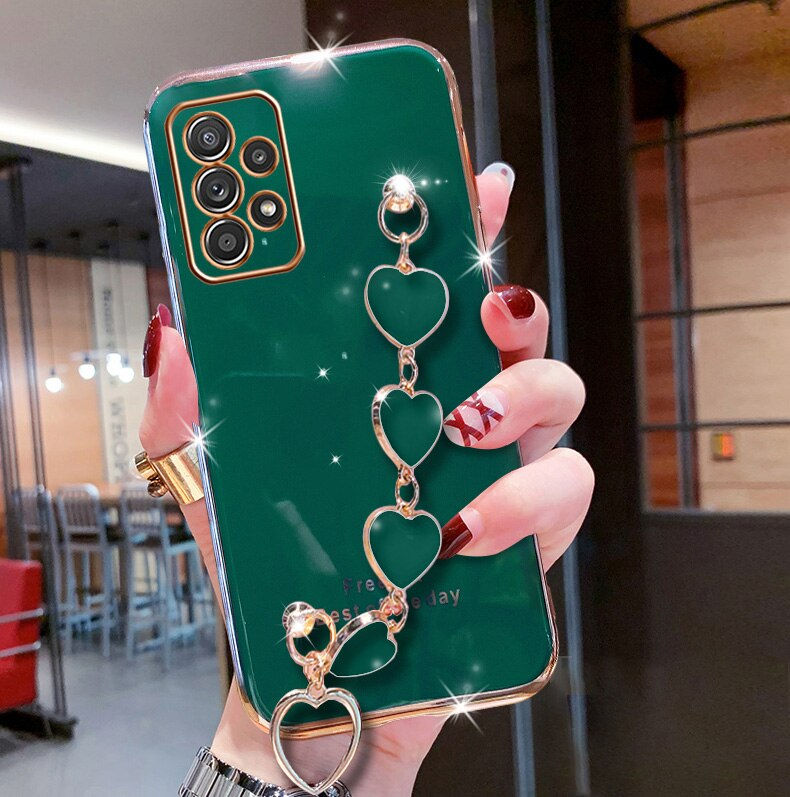 Thumbnail: Love Heart Wrist Chain Phone Case For Samsung Galaxy