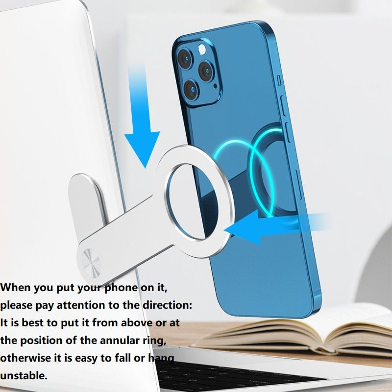 Thumbnail: Magnetic Phone Holder For iPhone - Metal Laptop Phone Stand For iPhone