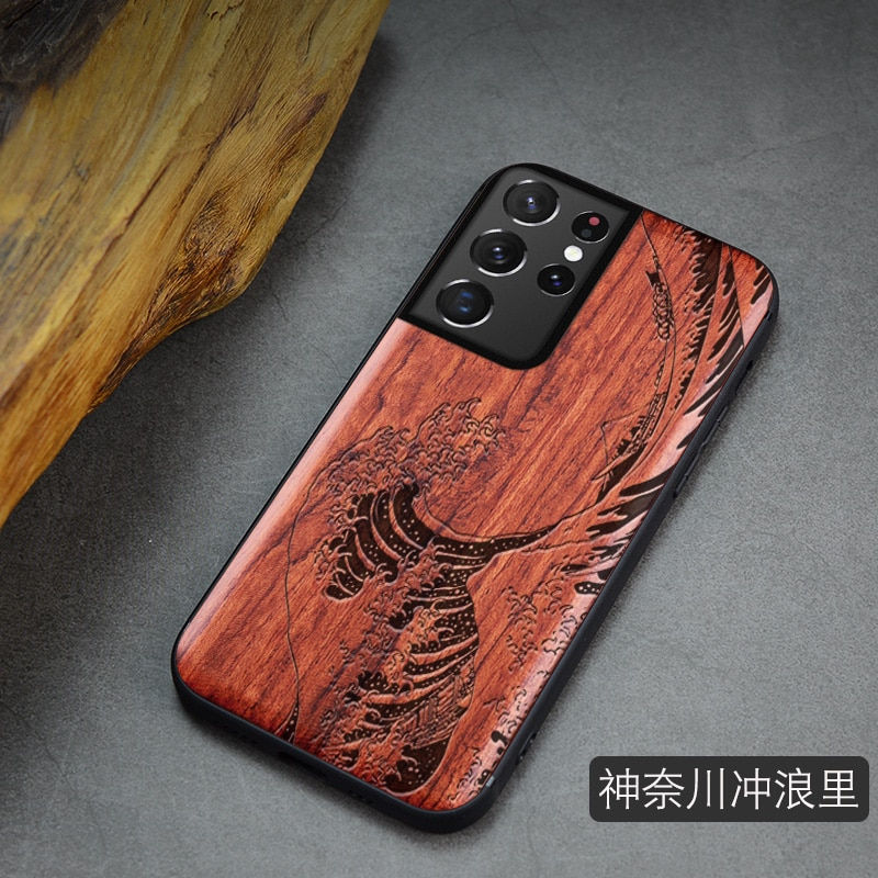 Thumbnail: Wood Cover Phone Case For Samsung S21 Ultra