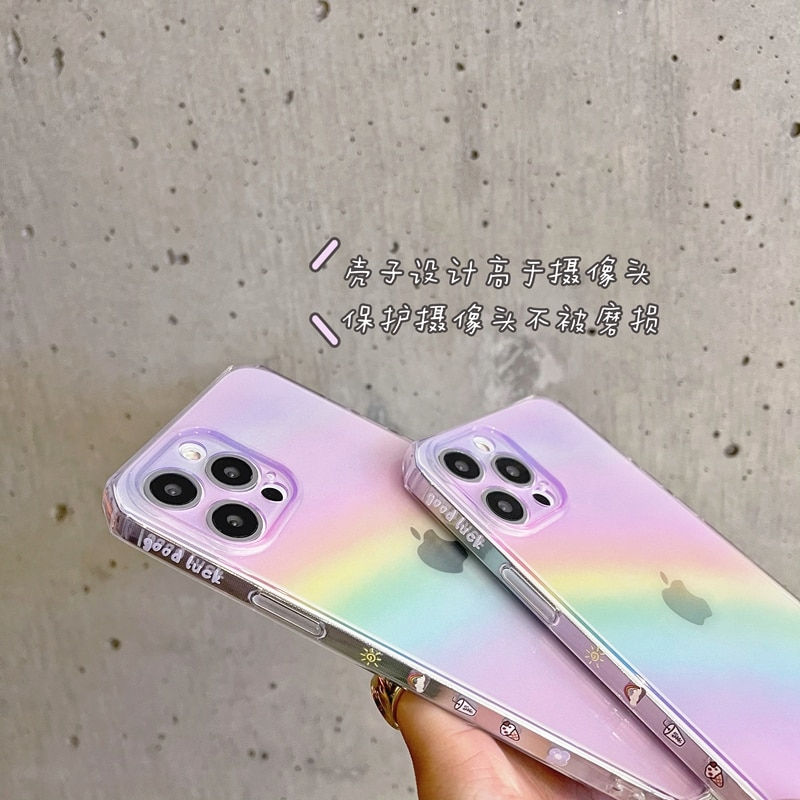 Thumbnail: Colorful Pink Rainbow Transparent Phone Case For iPhone
