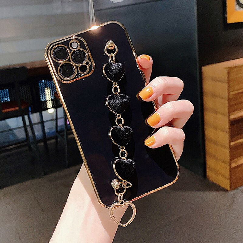 Miniatyrbild: Love Heart Chain Wrist Bracelet Phone Case For iPhone