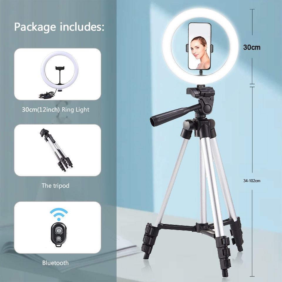 Thumbnail: Ringlight Led Selfie Ring Light Phone Remote Control 
