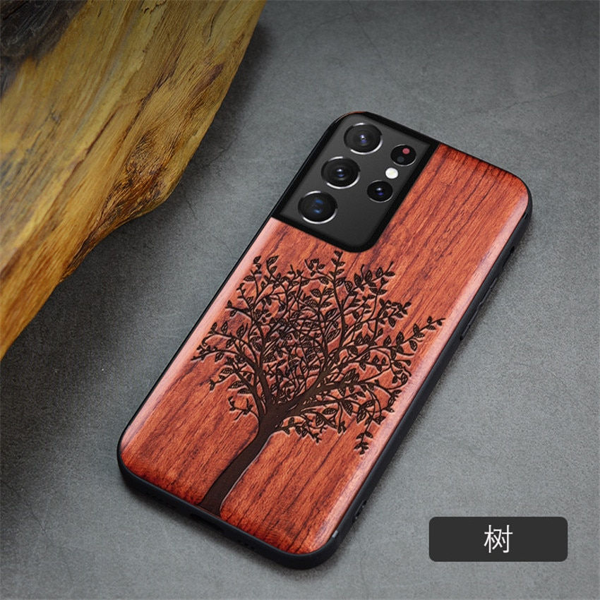Thumbnail: Wood Cover Phone Case For Samsung S21 Ultra